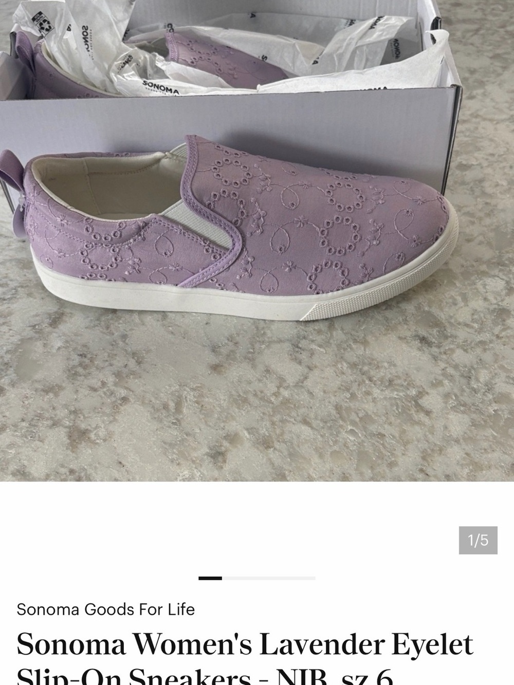 Sonoma Women’s Lavender Eyelet Slip-On Sneakers